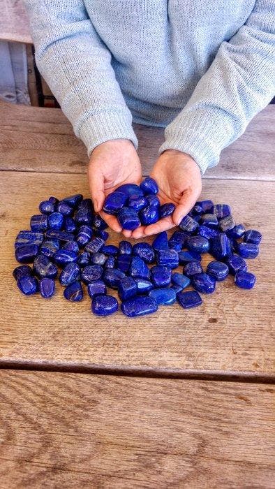 Blauwe lapis lazuli-brokjes Getrommeld - Hoogte: 3 cm -, Collections, Minéraux & Fossiles