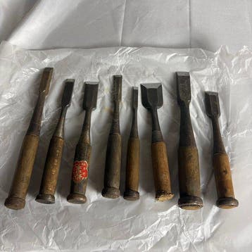 Lot van 8 vintage Japanse slagbeitels (Tataki-Nomi) -, Antiek en Kunst