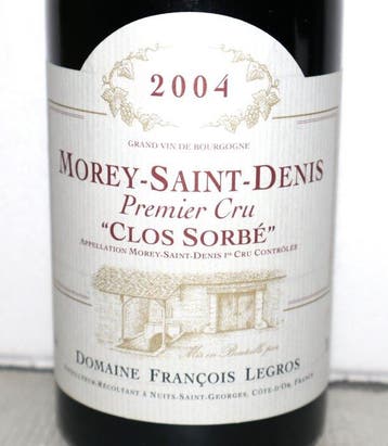 2004 Domaine François Legros Clos Sorbé - Morey St. Denis