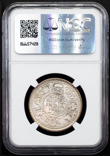 Brits India. George V. 1 Rupee 1920(C) NGC MS64+