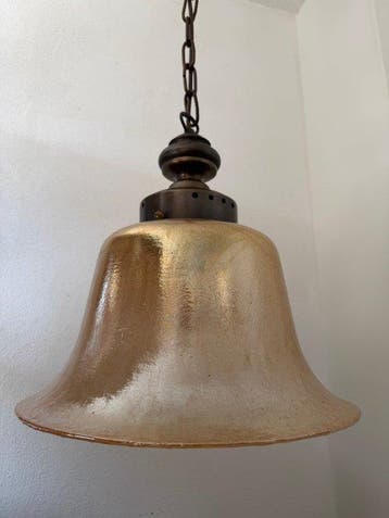Plafondlamp - Glas, Messing - zware, handgeblazen lamp, Nieuw