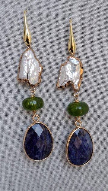 Lapis lazuli - Zilver - Oorbellen - De kleuren van de