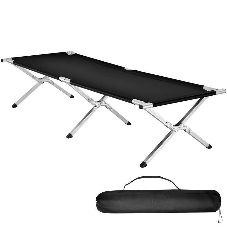 tectake Aluminium veldbed - zwart, Caravanes & Camping, Accessoires de camping, Envoi