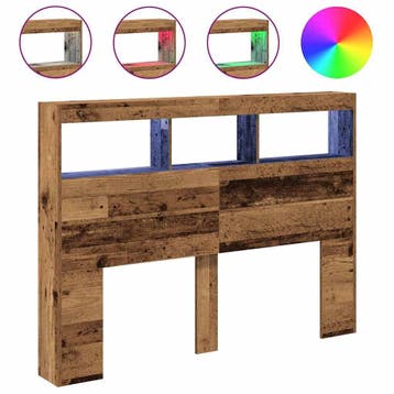 Hoofdbord met LED oud hout | Tweede kansje | OP = OP, Huis en Inrichting, Overige kleuren, Verzenden, Tweepersoons, 140 cm
