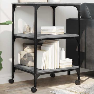 vidaXL Printerkastje 3-laags 50x41x75 cm bewerkt hout grijs, Verzenden, Nieuw