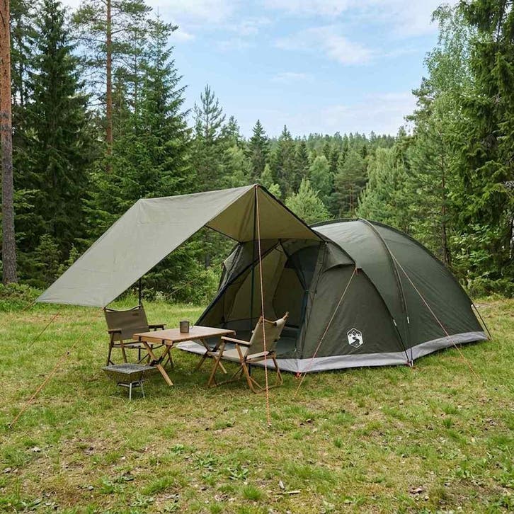 vidaXL Huisje Tent met dak Legergroen 6-persoons Polyester, Caravanes & Camping, Tentes, Envoi