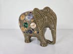 sculptuur, Olifant ingelegd met halfedelstenen - 13.5 cm -