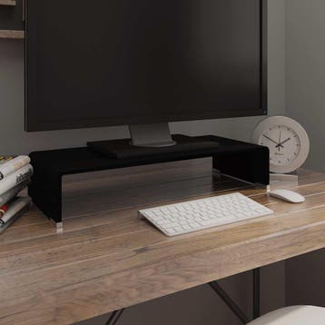 vidaXL TV-meubel/monitorverhoger zwart 60x25x11 cm glas, Maison & Meubles, Armoires | Mobilier de télévision, Verzenden