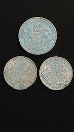 Duitsland, keizerrijk Lot of 3 coins: 1 & 2 Mark 1906/1909