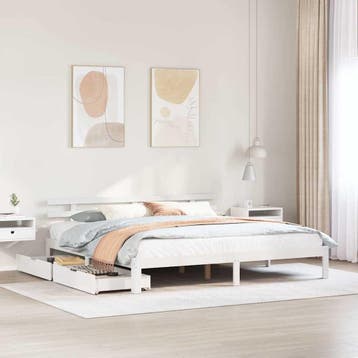 vidaXL Bedframe met lades massief grenenhout wit 180x200 cm, Huis en Inrichting, Slaapkamer | Bedden, Verzenden, Nieuw