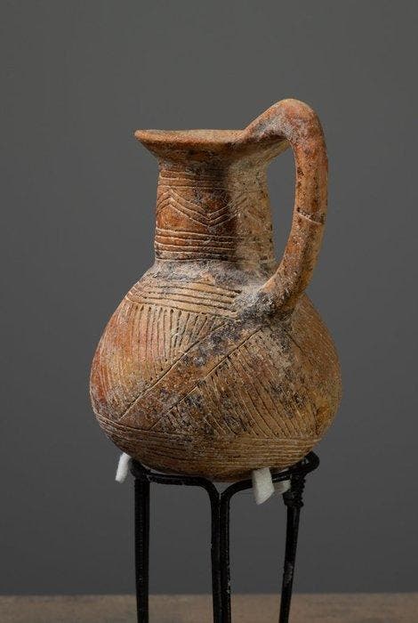 Cypriotisch Terracotta Cyprische rode gepolijste kan - 10 cm, Antiek en Kunst, Antiek | Overige Antiek