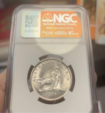 Australië. Elizabeth II. 2 Shilling 1954 NGC MS63 Royal