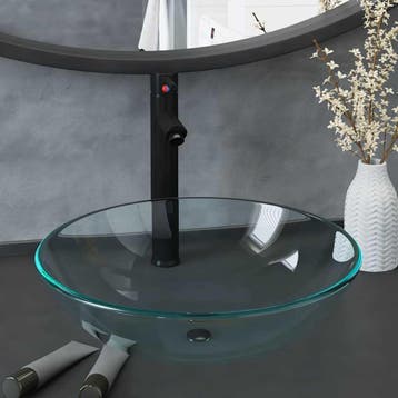 vidaXL Wastafel met kraan en pop-up afvoer gehard glas, Verzenden
