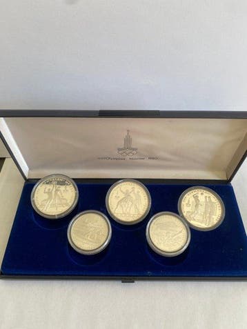 Rusland, Sovjet-Unie (USSR) Set of 5 coins: 5 & 10 Roubles