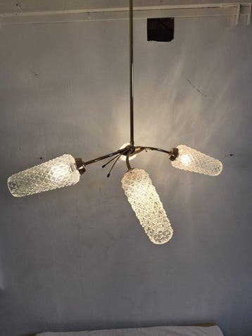 Plafondlamp - Messing, Glas, Staal - Classic Design