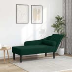 vidaXL Chaise longue met kussens fluweel donkergroen, Verzenden, Nieuw