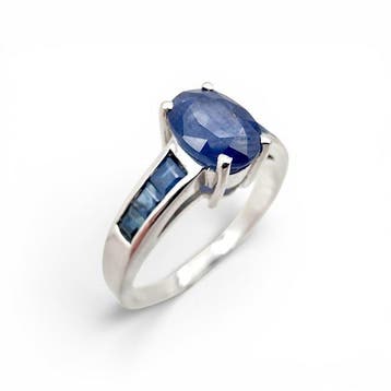 Zonder minimumprijs - Ring Zilver - saffier, Nieuw