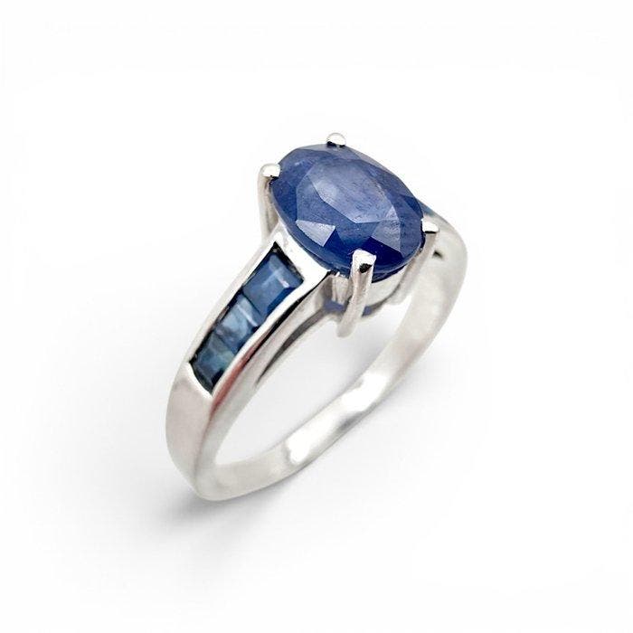 Zonder minimumprijs - Ring Zilver - saffier, Handtassen en Accessoires, Ringen