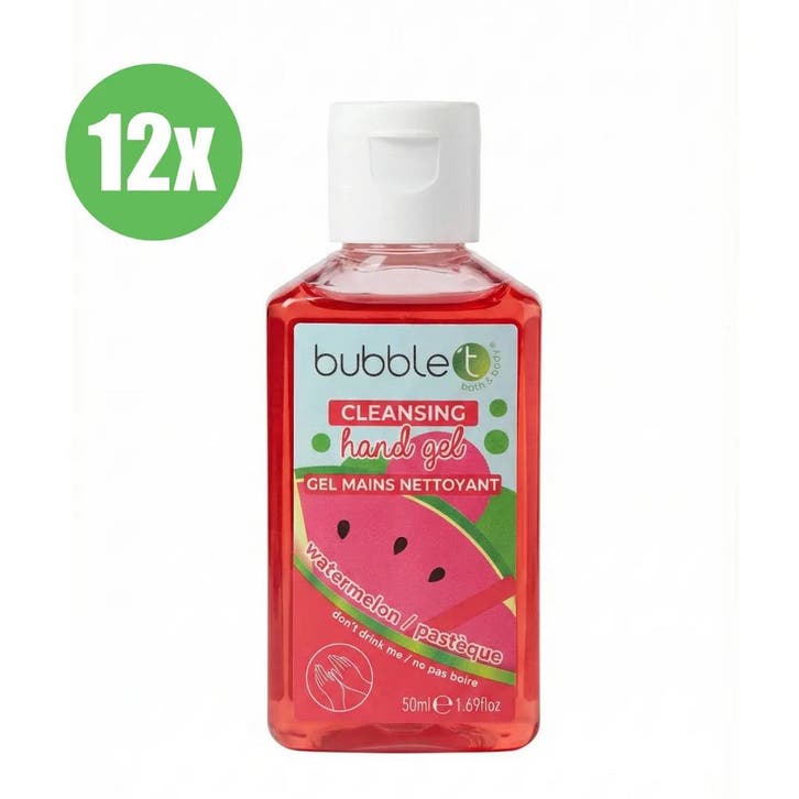 Bubble-T Handgel Watermeloen - Voordeelverpakking 12 x 50 ml, Bijoux, Sacs & Beauté, Beauté | Soins du corps, Envoi