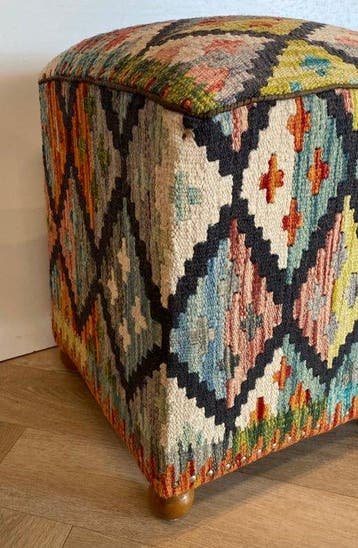 Kelim Poef (Inutilisé/Nouveau) - Tapis - 36 cm - 36 cm