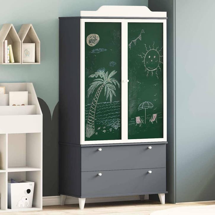 vidaXL Krijtbord Garderobe ROROS Grijs en wit 90 x 45 x 180, Maison & Meubles, Armoires | Penderies & Garde-robes, Envoi