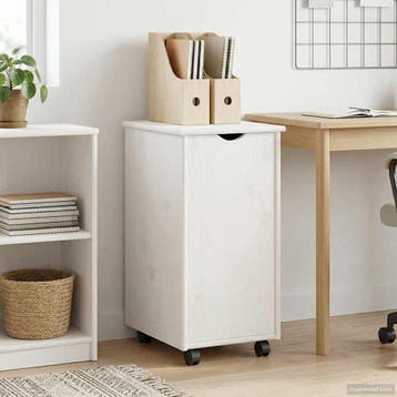 vidaXL Rollende kast met wiel Wit 34 x 39 x 65,5 cm Massief, Huis en Inrichting, Kasten | Overige, Verzenden, Nieuw
