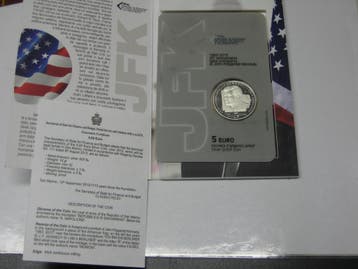 San Marino 5 Euro 2013 zilver John F Kennedy Pp Ovp zilver, Postzegels en Munten, Munten | Europa | Euromunten, Verzenden, België