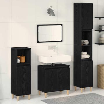 vidaXL Badkamermeubel Set 3 st Zwart Eiken 30 x 30 x 180 cm, Huis en Inrichting, Badkamer | Badkamermeubels, Verzenden, Nieuw