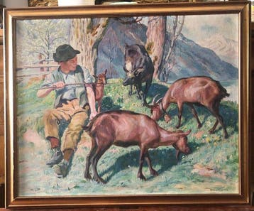 Hans Widmer (1872-1925) - Giovane pastore con capre