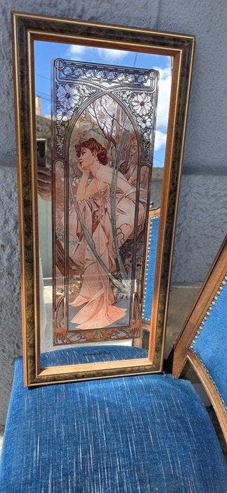 (After) Alphonse Mucha - Miroir - Verre, Bois - Rêverie du