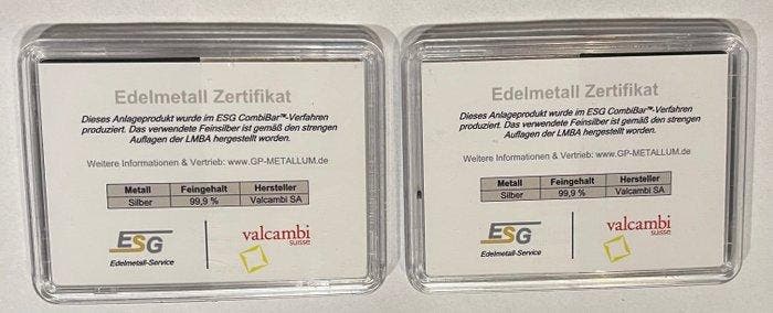 50 gram - Zilver .999 - Valcambi, Switzerland - Met, Postzegels en Munten, Edelmetalen en Baren
