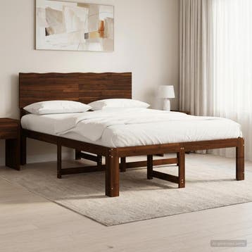vidaXL Tweepersoonsbed met hoofdbord ROSTOCK Donkerbruin 140, Verzenden