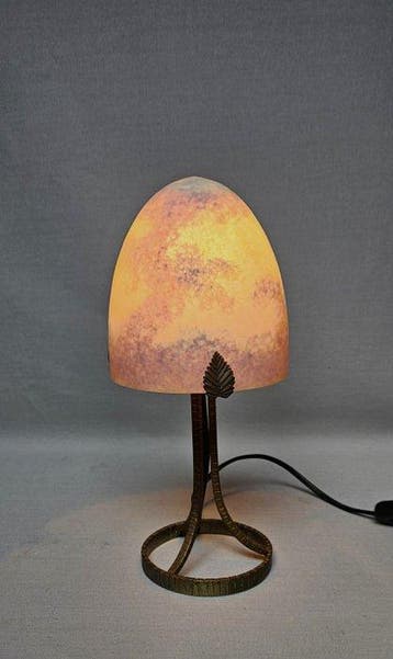 Lamp - Glaspasta (pâte de verre) en gesmeed ijzer -, Nieuw
