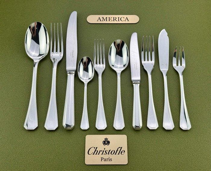 Christofle - Tafelservies voor 12 (126) - Amerika -, Antiquités & Art, Antiquités | Meubles | Tables