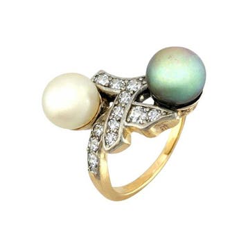Ring - 14 karaat Exclusieve 14k roségoud parel- en 0,40 ct, Handtassen en Accessoires, Ringen, Nieuw