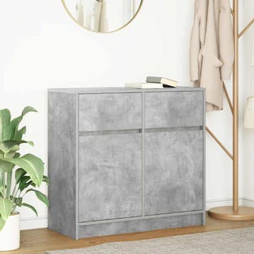 vidaXL Dressoir met lade 80x34x76 cm spaanplaat betongrijs, Verzenden, Nieuw