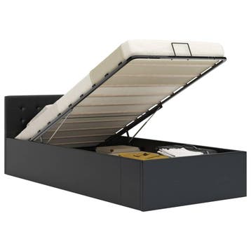 vidaXL Bedframe met opslag hydraulisch kunstleer zwart, Verzenden, Nieuw