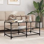 vidaXL Salontafel met zwart glazen blad 98,5x50x45 cm staal, Verzenden, Nieuw