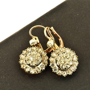 Boucles doreilles - 18 carats Or jaune, Or blanc Diamant