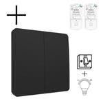 Slimme Draadloze Wandschakelaar | Zwart | RF 433Mhz | 2 knop, Verzenden, Nieuw