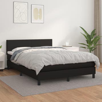 vidaXL Boxspring met matras kunstleer zwart 140x200 cm, Verzenden, Nieuw