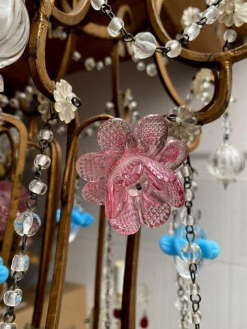 Lustre - rare verre de Murano rose cristal, Antiquités & Art