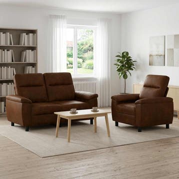vidaXL bank / zetelstel 2 pcs Bruin Kunst Suède Leer, Verzenden
