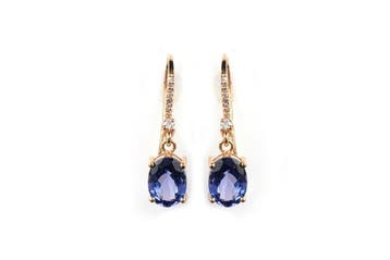 Oorbellen - 18 karaat Geel goud - 2.87ct. tw. Tanzaniet -