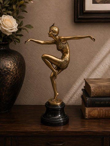 Sculpture, Dancer after chiparus - 38 cm - Bronze, Marbre, Antiek en Kunst