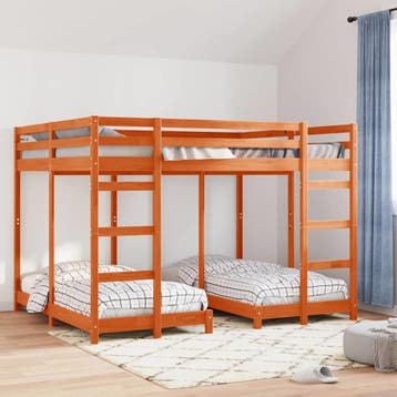 vidaXL Drievoudig Stapelbedframe Wasbruin 160 x 200 cm, Verzenden, Nieuw