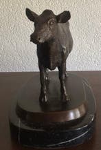 Statue, Koe - 15 cm - Bronze patiné