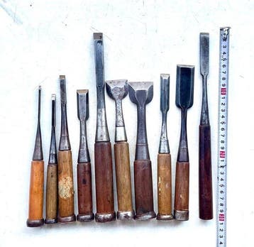 Werkgereedschap (10) - 10 gebruikte Japanse beitels