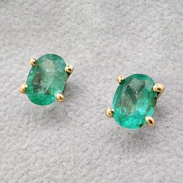 Oorbellen - 14 karaat Geel goud, Zambia - 2.30ct. tw. Beril