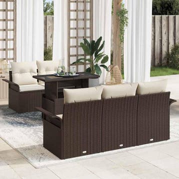 vidaXL Tuinbank Set 6 st Bruin [Synthetisch]: Poly Riet, Verzenden, Nieuw